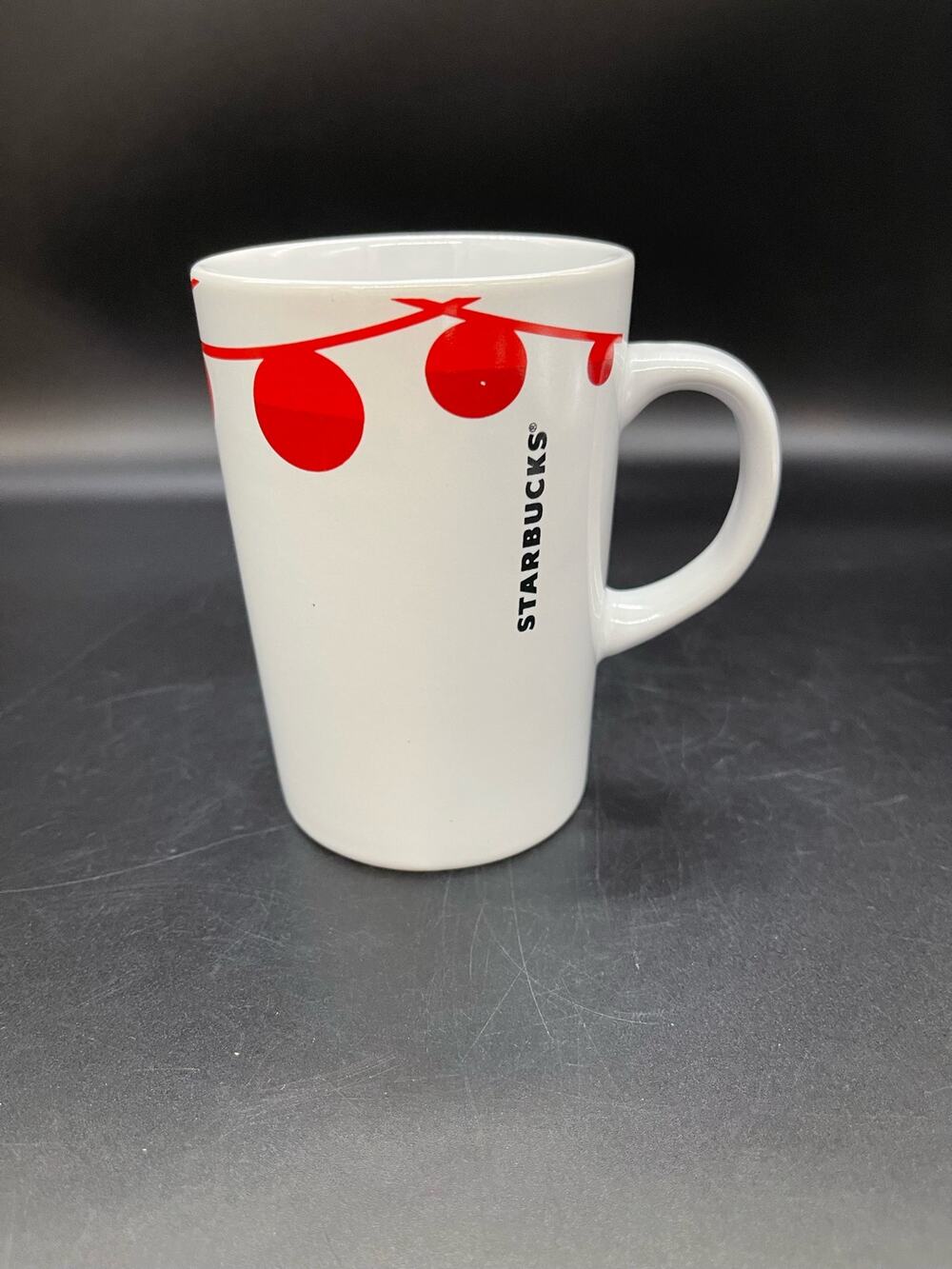 Starbucks 2012 Holiday Christmas White Red Dots Tall Coffee Mug 4.5"